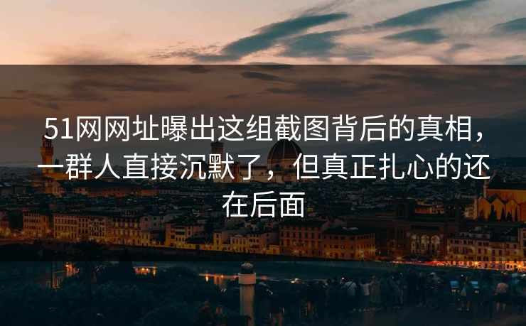 51网网址曝出这组截图背后的真相，一群人直接沉默了，但真正扎心的还在后面