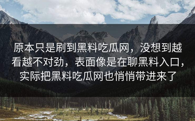 原本只是刷到黑料吃瓜网，没想到越看越不对劲，表面像是在聊黑料入口，实际把黑料吃瓜网也悄悄带进来了