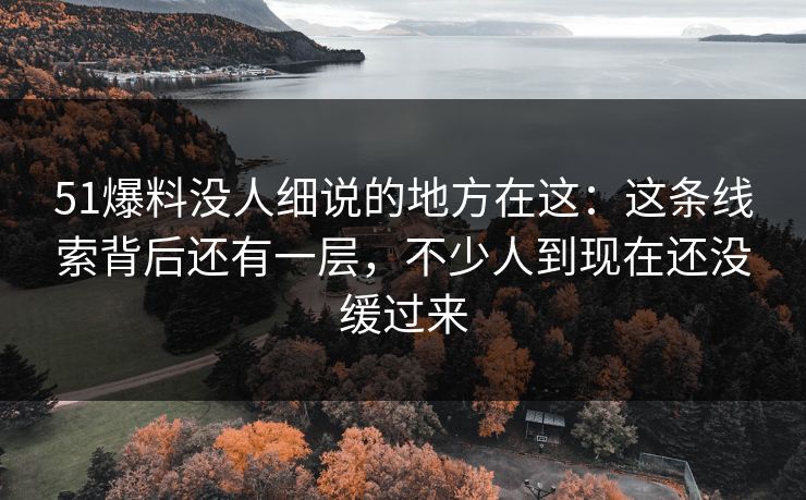 51爆料没人细说的地方在这：这条线索背后还有一层，不少人到现在还没缓过来