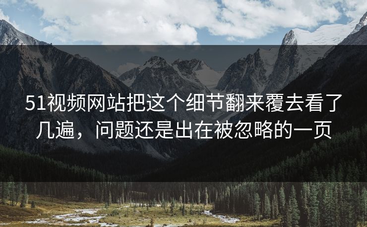 51视频网站把这个细节翻来覆去看了几遍，问题还是出在被忽略的一页