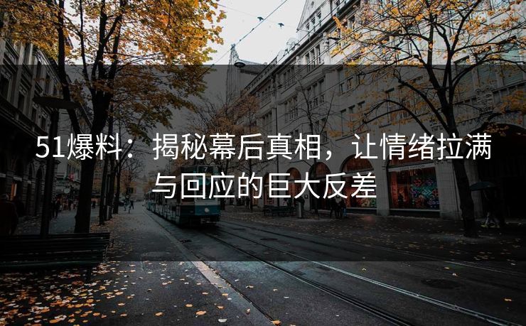51爆料：揭秘幕后真相，让情绪拉满与回应的巨大反差