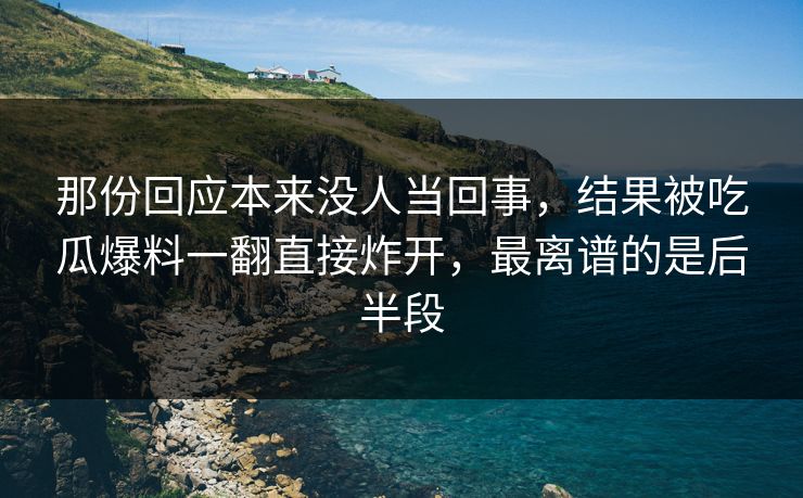 那份回应本来没人当回事，结果被吃瓜爆料一翻直接炸开，最离谱的是后半段